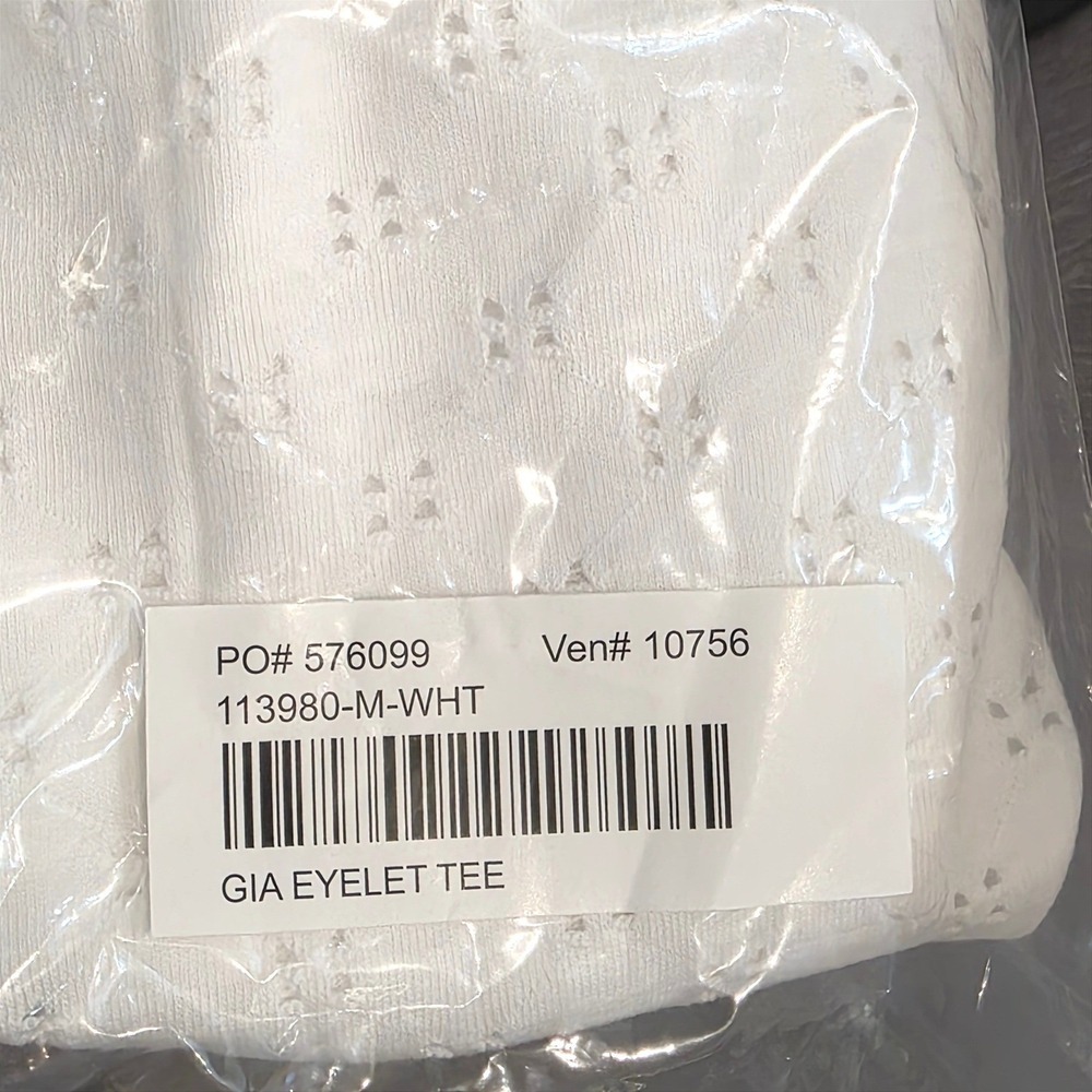 Sundance Dylan Gia Eylet Tee Shirt Top Cap Sleeve Medium White Drawstring V-Neck - Picture 7 of 12